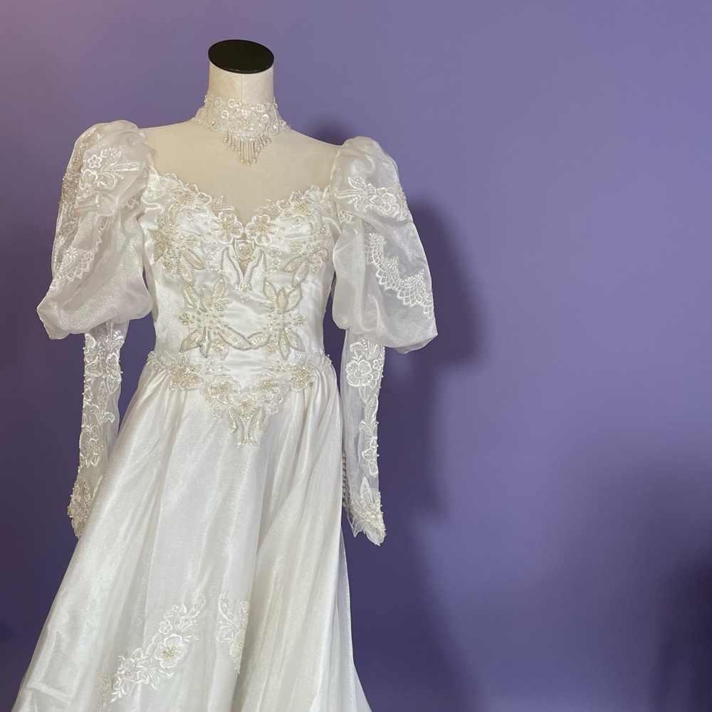 Vintage 1980s 1990s Ruffle Wedding Dress